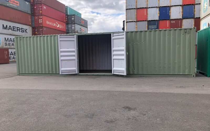 12m40ft fully refurbished container painted in colorbond pale eucalyptus green 1 800x500